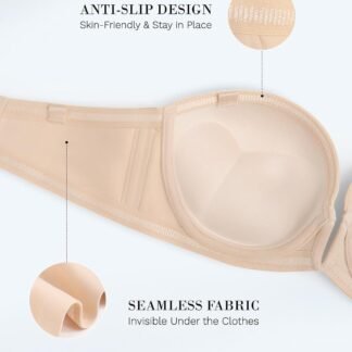 Strapless Bra Push Up Non Slip Deep V Plunge Underwire Bras for Women Super Padded Add 2 Cups - lunas-mystic-emporium.com Strapless Bra Push Up Non Slip Deep V Plunge Underwire Bras for Women Super Padded Add 2 Cups