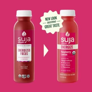 Suja Organic Energize Raspberry Lemon Cold Pressed Juice Drink, 12 fl oz Bottle