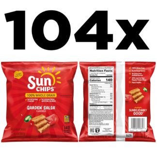 SunChips 100% Whole Grain Chips, Garden Salsa, 1 oz Bags, Pack of 104, No Artificial Flavors, No Colors from Artificial Sources