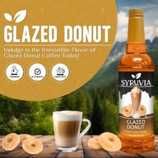 Syruvia Glazed Donut Coffee Syrup - 25.4 fl oz Premium Coffee Flavoring Syrup - Kosher Coffee Syrups, Gluten Free, No Coloring, Perfect for Drinks, Soda, Shakes, Desserts, and...
