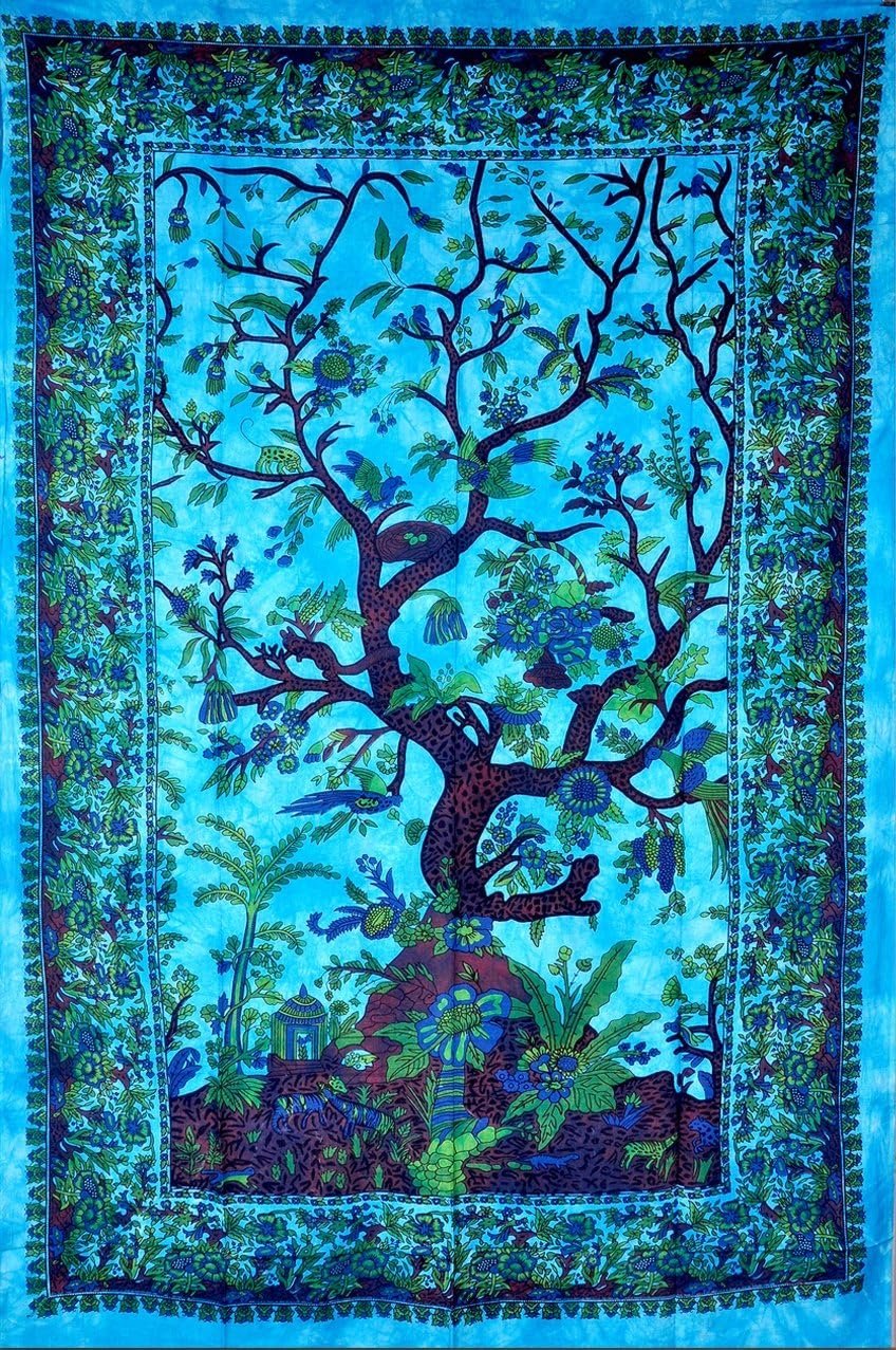The Boho Street Turquoise Tree of Life Twin Size Indian Bohemian Wall Art - Mandala Hippie Tapestries Psychedelic Boho Tapestry Wall Hanging for Bedroom 52x82 Inches - lunas-mystic-emporium.com The Boho Street Turquoise Tree of Life Twin Size Indian Bohemian Wall Art - Mandala, Hippie Tapestries Psychedelic Boho Tapestry, Wall Hanging for Bedroom (52x82 Inches)
