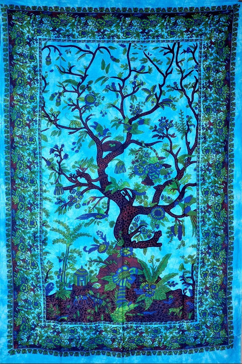 The Boho Street Turquoise Tree of Life Twin Size Indian Bohemian Wall Art - Mandala Hippie Tapestries Psychedelic Boho Tapestry Wall Hanging for Bedroom 52x82 Inches - lunas-mystic-emporium.com The Boho Street Turquoise Tree of Life Twin Size Indian Bohemian Wall Art - Mandala, Hippie Tapestries Psychedelic Boho Tapestry, Wall Hanging for Bedroom (52x82 Inches)