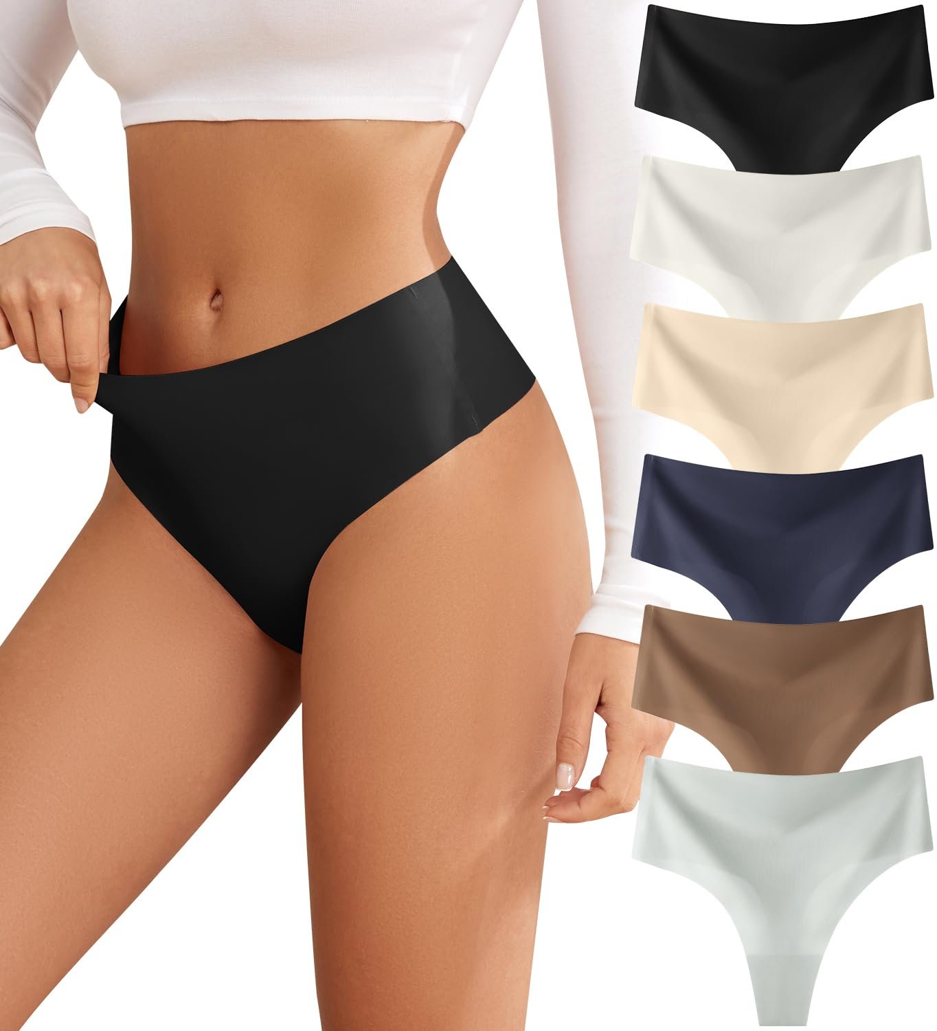 Thongs for Womens High Waisted Seamless for Women Underwear Sexy Breathable Panties 6 Pack - lunas-mystic-emporium.com Thongs for Womens High Waisted Seamless for Women Underwear Sexy Breathable Panties 6 Pack