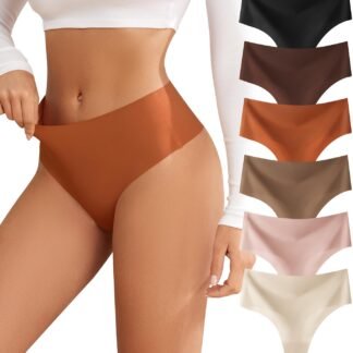 Thongs for Womens High Waisted Seamless for Women Underwear Sexy Breathable Panties 6 Pack