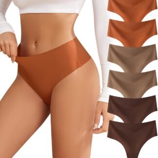 Thongs for Womens High Waisted Seamless for Women Underwear Sexy Breathable Panties 6 Pack