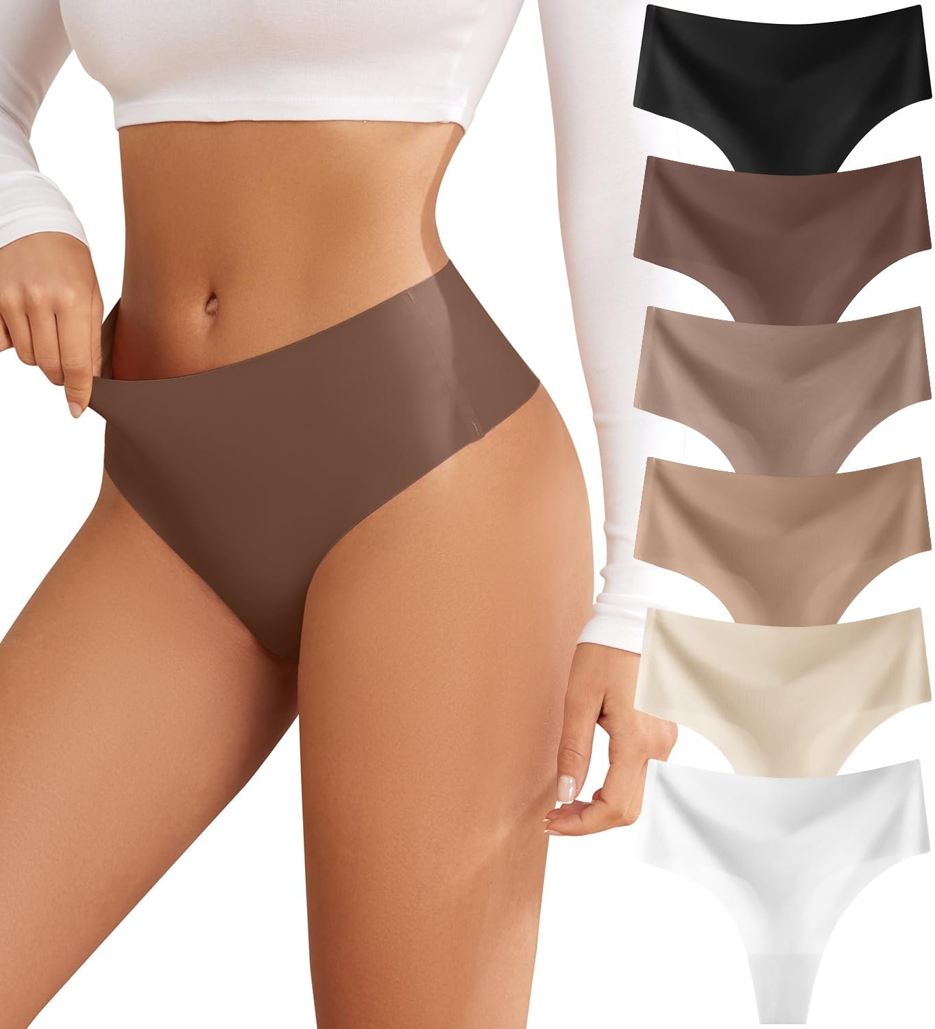 Thongs for Womens High Waisted Seamless for Women Underwear Sexy Breathable Panties 6 Pack - lunas-mystic-emporium.com Thongs for Womens High Waisted Seamless for Women Underwear Sexy Breathable Panties 6 Pack