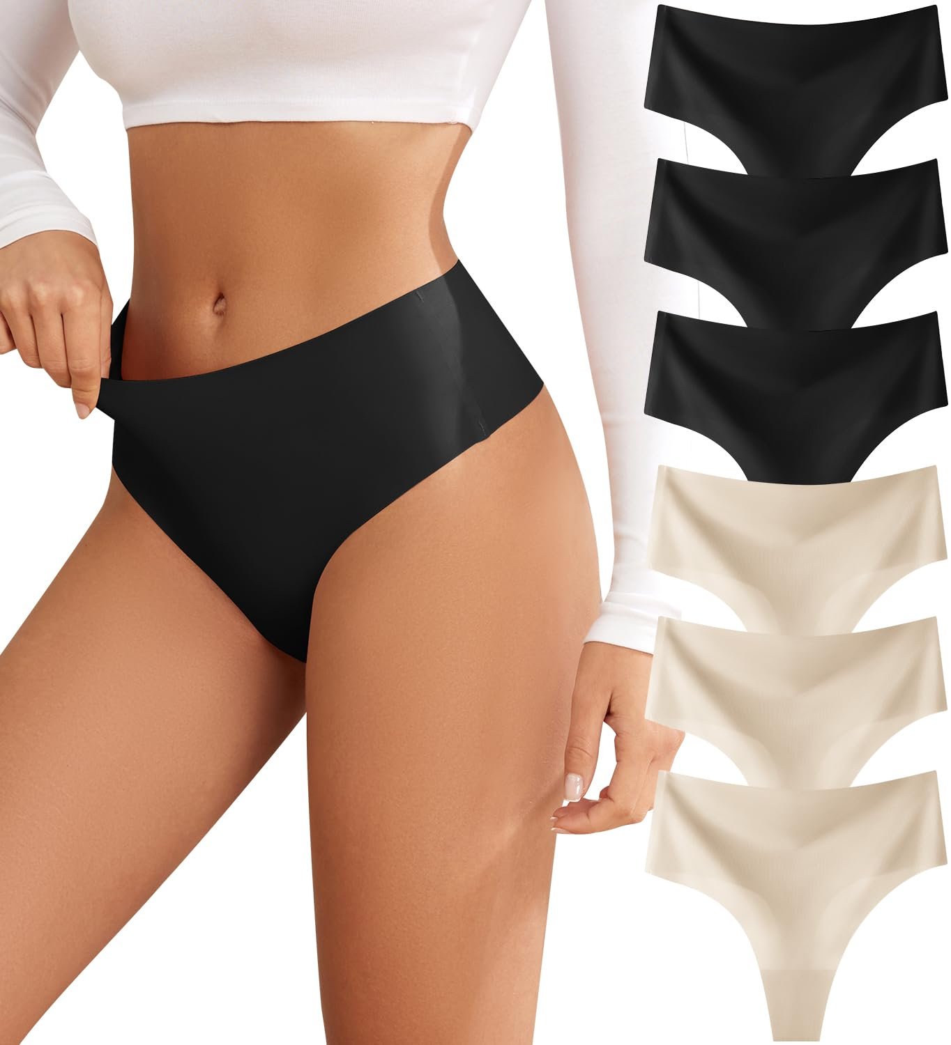 Thongs for Womens High Waisted Seamless for Women Underwear Sexy Breathable Panties 6 Pack - lunas-mystic-emporium.com Thongs for Womens High Waisted Seamless for Women Underwear Sexy Breathable Panties 6 Pack