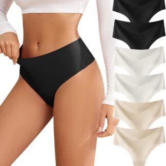 Thongs for Womens High Waisted Seamless for Women Underwear Sexy Breathable Panties 6 Pack