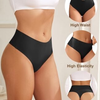 Thongs for Womens High Waisted Seamless for Women Underwear Sexy Breathable Panties 6 Pack