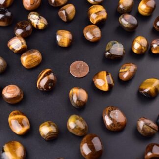 Tigers Eye Healing Crystal Stone Set - 24 Pieces, 0.6" Natural & Polished Stones for Healing, Meditation, Reiki, Chakra, Crafting & Decoration