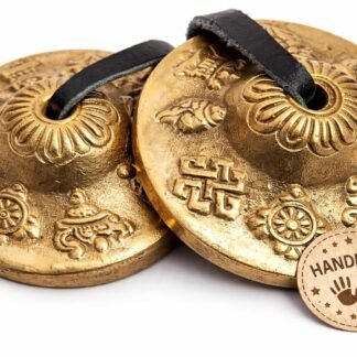 Tingsha Cymbals Bells - Easy To Play - Meditation Mindfulness Chime For Chakra Healing Spiritual Dharma Gifts Handcrafted Tibetan By Himalayan Bazaar (Asta Mangal)