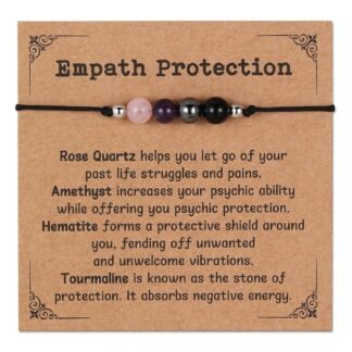 Triple Threat Protection Anxiety Relief New Beginnings Gifts for Women Men, Natural Healing Crystal Bracelet Evil Eye Moonstone Tourmaline Amethyst Jewelry for Family Friends...