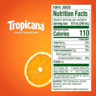Tropicana Pure Premium 100% Orange Juice, No Pulp, Calcium and Vitamin D, 46 fl oz