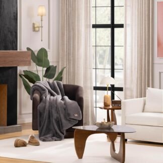 UGG Euphoria Faux Fur Throw Blanket, Oversized Soft Throw for Bed or Couch, Luxury Bedroom Decor, Plush Blankets, Machine Washable, 50-inch x 70-inch, Charcoal Grey