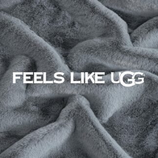 UGG Euphoria Faux Fur Throw Blanket, Oversized Soft Throw for Couch or Bed, Luxury Room Decor, Giftable Fuzzy Blankets, Machine Washable, 50-inch x 70-inch, Chambray Blue Grey