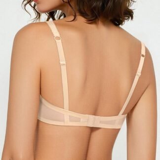 Unlined Bras for Women Sexy See Through Mesh Underwire Plunge Demi Lace Bra