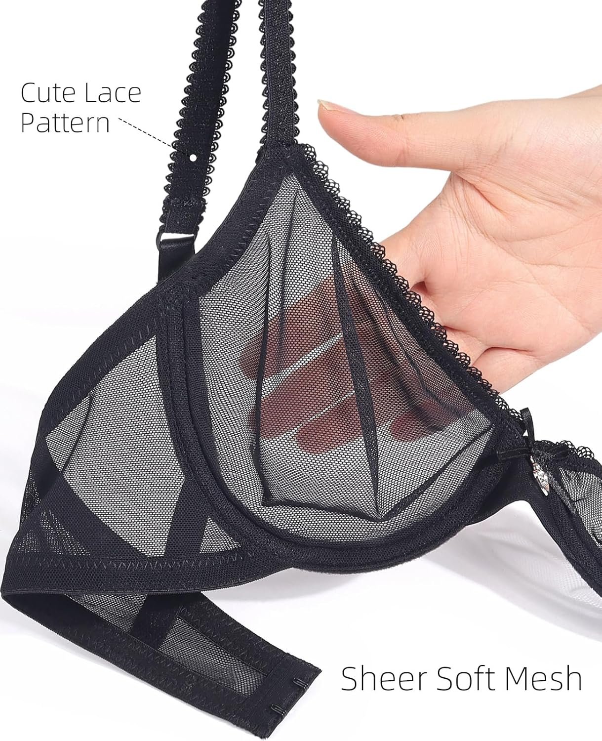 Unlined Bras for Women Sexy See Through Mesh Underwire Plunge Demi Lace Bra - lunas-mystic-emporium.com Unlined Bras for Women Sexy See Through Mesh Underwire Plunge Demi Lace Bra