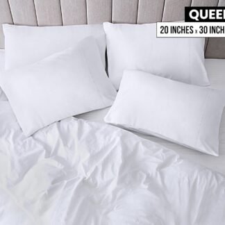 Utopia Bedding Queen Pillow Cases - 4 Pack - Envelope Closure - Soft Brushed Microfiber Fabric - Shrinkage and Fade Resistant Pillow Covers Queen Size 20 X 30 Inches (Queen, White)
