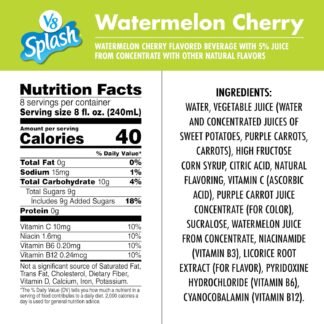 V8 Splash Watermelon Cherry Flavored Juice Beverage, 64 fl oz Bottle