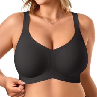 Vertvie Bras for Women No Underwire Wireless Support Bra Underarm-Smoothing Seamless Push Up Full Coverage T-Shirt Sports Bra