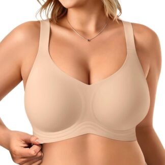 Vertvie Bras for Women No Underwire Wireless Support Bra Underarm-Smoothing Seamless Push Up Full Coverage T-Shirt Sports Bra