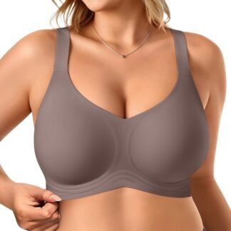 Vertvie Bras for Women No Underwire Wireless Support Bra Underarm-Smoothing Seamless Push Up Full Coverage T-Shirt Sports Bra