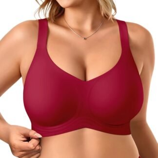 Vertvie Bras for Women No Underwire Wireless Support Bra Underarm-Smoothing Seamless Push Up Full Coverage T-Shirt Sports Bra
