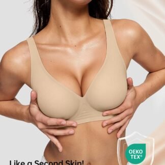 Vertvie Jelly Wireless Bras for Women Push Up Plunge Seamless T-Shirt Bras No Underwire Supportive Full Coverage Bralettes