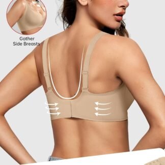 Vertvie Jelly Wireless Bras for Women Push Up Plunge Seamless T-Shirt Bras No Underwire Supportive Full Coverage Bralettes