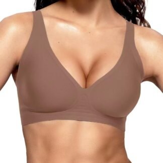Vertvie Jelly Wireless Bras for Women Push Up Plunge Seamless T-Shirt Bras No Underwire Supportive Full Coverage Bralettes