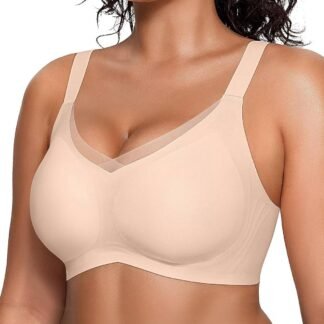Vertvie Wireless Bras for Women No Underwire Supportive Mesh Crossover Bra Seamless Push Up Full Coverage Everyday Bralettes