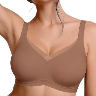 Vertvie Wireless Bras for Women No Underwire Supportive Mesh Crossover Bra Seamless Push Up Full Coverage Everyday Bralettes