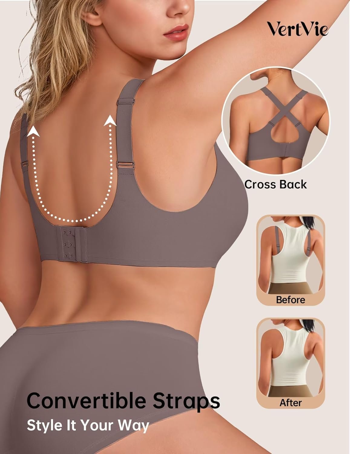 Vertvie Wireless Bras for Women No Underwire Supportive Mesh Crossover Bra Seamless Push Up Full Coverage Everyday Bralettes - lunas-mystic-emporium.com Vertvie Wireless Bras for Women No Underwire Supportive Mesh Crossover Bra Seamless Push Up Full Coverage Everyday Bralettes