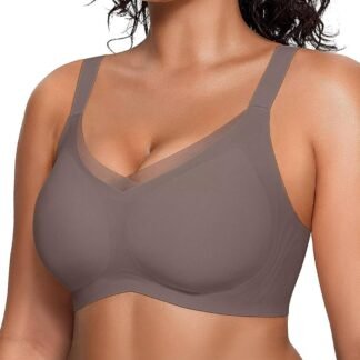 Vertvie Wireless Bras for Women No Underwire Supportive Mesh Crossover Bra Seamless Push Up Full Coverage Everyday Bralettes