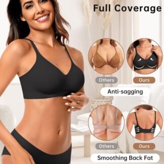 Vertvie Womens Seamless Jelly Bras No Underwire Comfort Push Up Bras Buttery Soft Wireless Bralette Full Coverage Sports Bra