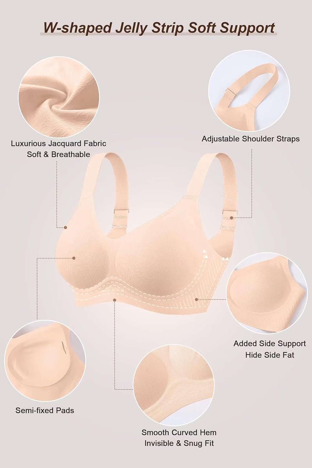 Vertvie Womens Seamless Jelly Bras No Underwire Comfort Push Up Bras Buttery Soft Wireless Bralette Full Coverage Sports Bra - lunas-mystic-emporium.com Vertvie Womens Seamless Jelly Bras No Underwire Comfort Push Up Bras Buttery Soft Wireless Bralette Full Coverage Sports Bra