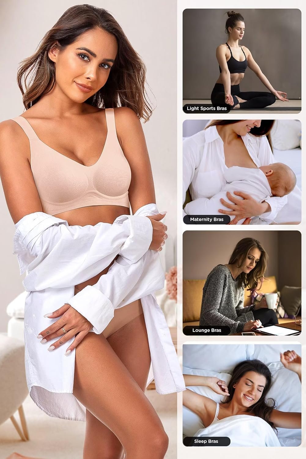 Vertvie Womens Seamless Jelly Bras No Underwire Comfort Push Up Bras Buttery Soft Wireless Bralette Full Coverage Sports Bra - lunas-mystic-emporium.com Vertvie Womens Seamless Jelly Bras No Underwire Comfort Push Up Bras Buttery Soft Wireless Bralette Full Coverage Sports Bra