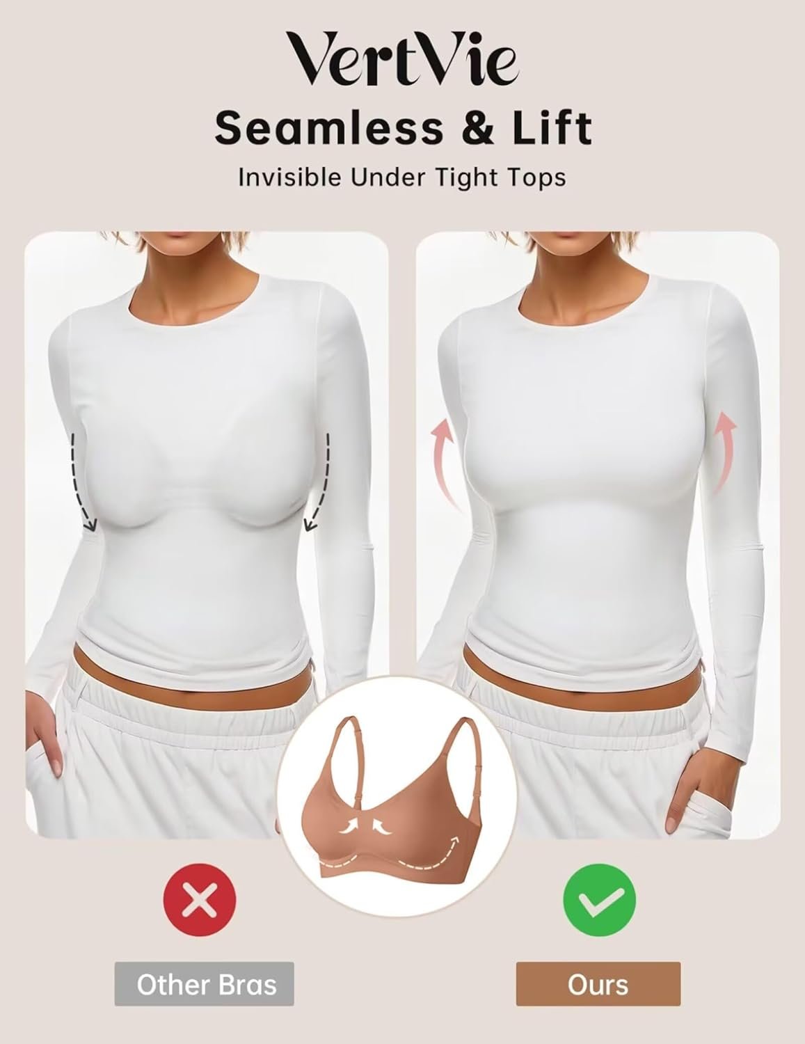 Vertvie Womens Seamless Jelly Bras No Underwire Comfort Push Up Bras Buttery Soft Wireless Bralette Full Coverage Sports Bra - lunas-mystic-emporium.com Vertvie Womens Seamless Jelly Bras No Underwire Comfort Push Up Bras Buttery Soft Wireless Bralette Full Coverage Sports Bra