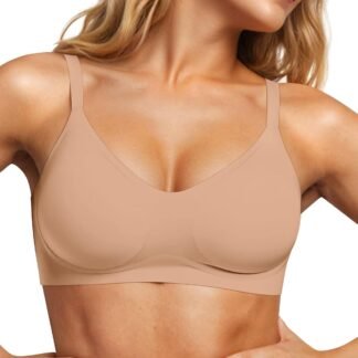 Vertvie Womens Seamless Jelly Bras No Underwire Comfort Push Up Bras Buttery Soft Wireless Bralette Full Coverage Sports Bra