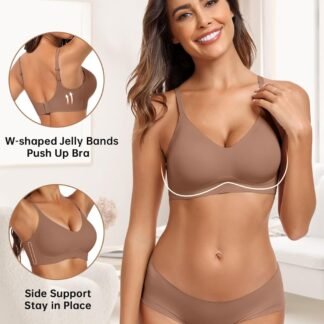 Vertvie Womens Seamless Jelly Bras No Underwire Comfort Push Up Bras Buttery Soft Wireless Bralette Full Coverage Sports Bra