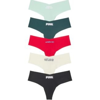Victoria's Secret PINK Women's No Show Thong Underwear, Panties for Women, Multi Pack (XS-XXL)