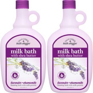 Village Naturals Bath Shoppe Moisturizing Lavender Chamomile Milk Bath - Hydrates Skin - Made with Shea Butter and Vitamin E (Pack of 2 Bottles, 28 fl oz Each)