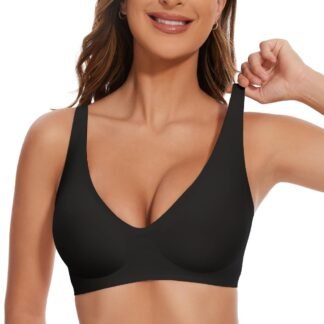 Vinfact Deep V Mesh Bras for Women No Underwire Buttery Soft Wireless Bras Lightly Support Seamless Bralettes