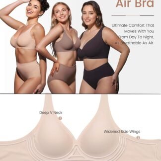 Vinfact Deep V Mesh Bras for Women No Underwire Buttery Soft Wireless Bras Lightly Support Seamless Bralettes