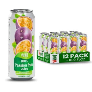 VINUT 100% Passion Fruit Juice, No Added Sugar, Not From Concentrate, 16.9 fl oz (500 mL) Can, Pack of 12