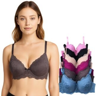 Viola's Secret 6 Pack of Color Print T-Shirt Bras B Cup C Cup and D Cup