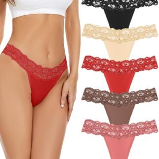 voenxe Seamless Thong for WomenNo Show Lace UnderwearLadies Breathable Comfort Panties Soft Laser Cut UndiesTanga5-Pack - lunas-mystic-emporium.com voenxe Seamless Thong for Women,No Show Lace Underwear,Ladies Breathable Comfort Panties Soft Laser Cut Undies,Tanga,5-Pack