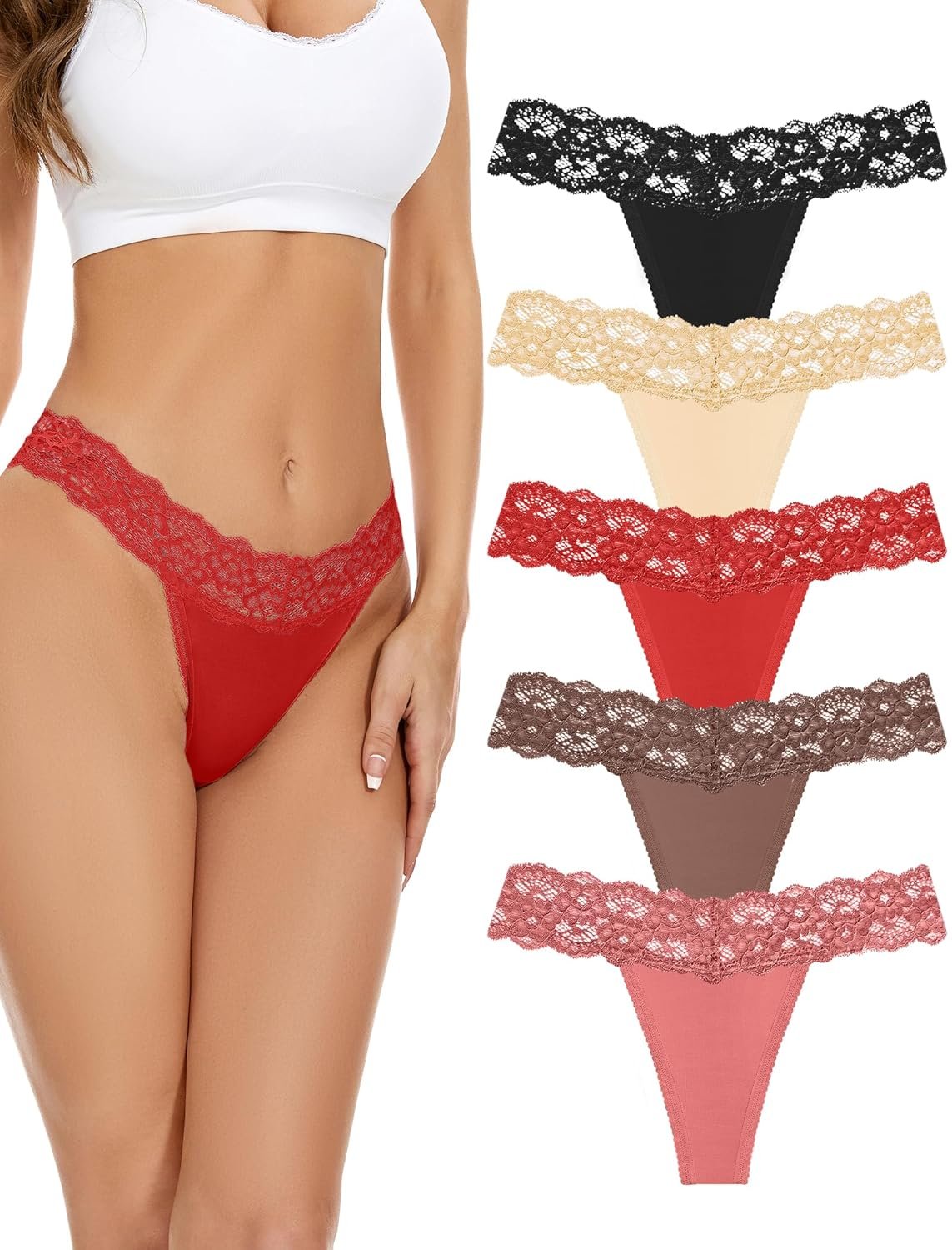 voenxe Seamless Thong for WomenNo Show Lace UnderwearLadies Breathable Comfort Panties Soft Laser Cut UndiesTanga5-Pack - lunas-mystic-emporium.com voenxe Seamless Thong for Women,No Show Lace Underwear,Ladies Breathable Comfort Panties Soft Laser Cut Undies,Tanga,5-Pack