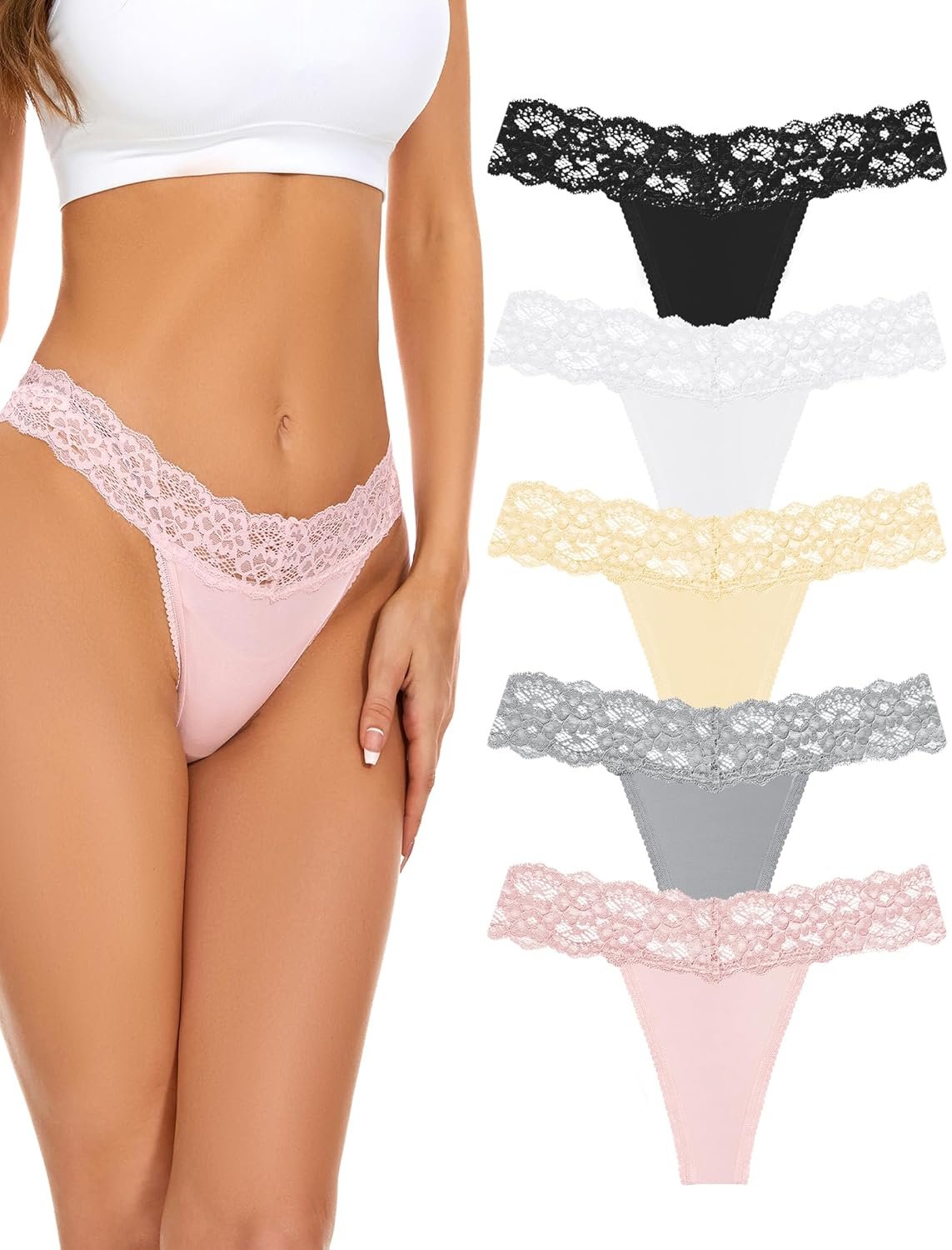voenxe Seamless Thong for WomenNo Show Lace UnderwearLadies Breathable Comfort Panties Soft Laser Cut UndiesTanga5-Pack - lunas-mystic-emporium.com voenxe Seamless Thong for Women,No Show Lace Underwear,Ladies Breathable Comfort Panties Soft Laser Cut Undies,Tanga,5-Pack