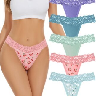 voenxe Seamless Thong for WomenNo Show Lace UnderwearLadies Breathable Comfort Panties Soft Laser Cut UndiesTanga5-Pack - lunas-mystic-emporium.com voenxe Seamless Thong for Women,No Show Lace Underwear,Ladies Breathable Comfort Panties Soft Laser Cut Undies,Tanga,5-Pack